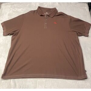 Tommy Bahama Polo Shirt‎ Men 4XB Brown Big & Tall Supima Cotton Pique Marlin